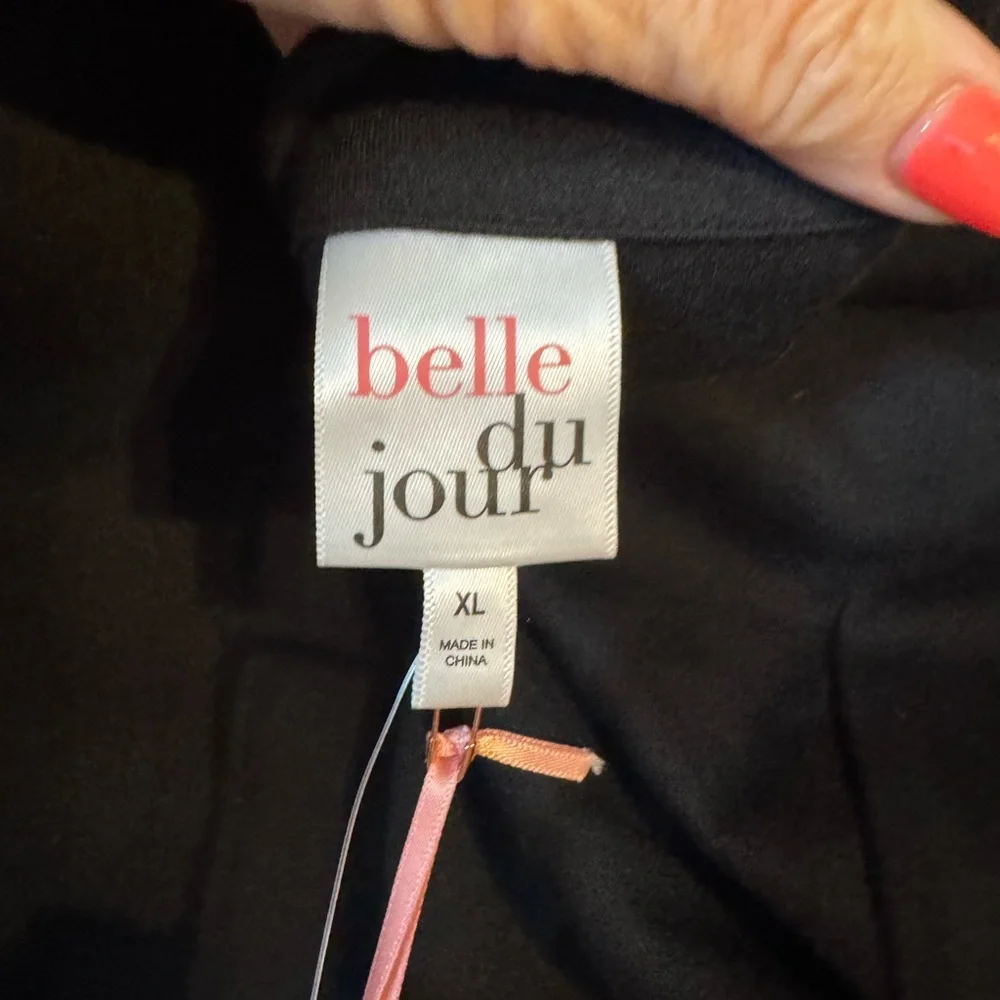 NWT Belle Du Jour Black Mock Wrap Top MEDIUM #3 - Picture 10 of 11